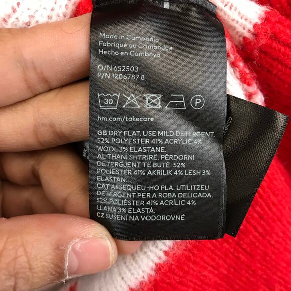 NWT H&M Loose-Fit Starry Night Jacquard-Knit Sweater Red M - Picture 7 of 8